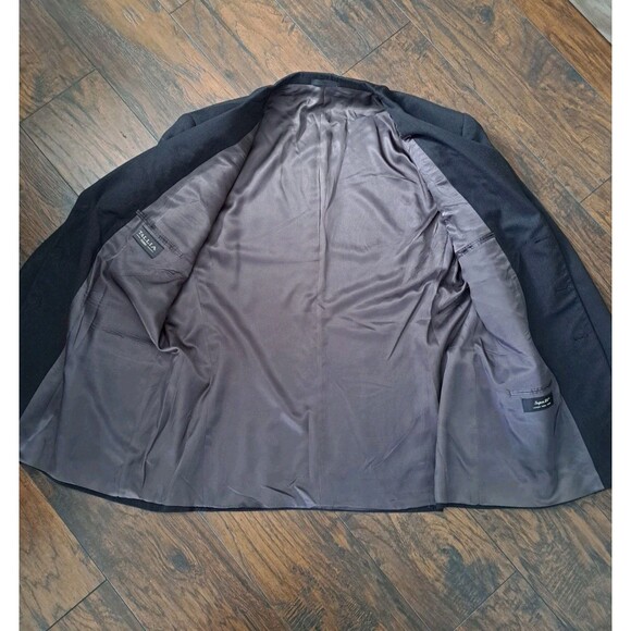 Tallia Uomo Sport Coat Super 100s Luxury Wool Dark Gray Business Blazer Mens 54L - Picture 11 of 16